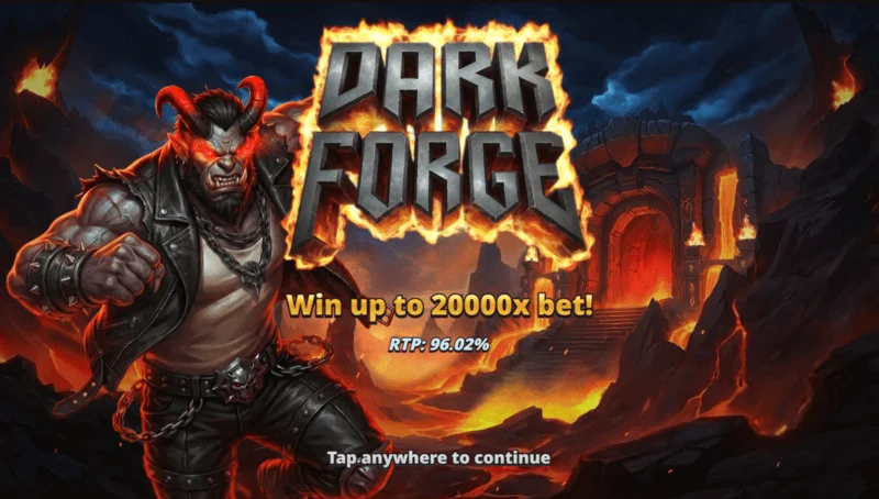 Dark Forge — sākuma izvēlne ar elles kalēju tēmu